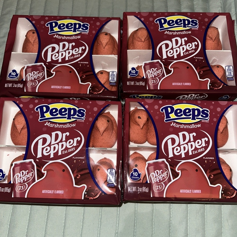 Dr Pepper Flavor Peeps Marshmallow Chicks Lot of 4 Packs of 10 per pack